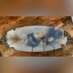 Floral Oval Glass Decorative Tray/Platter